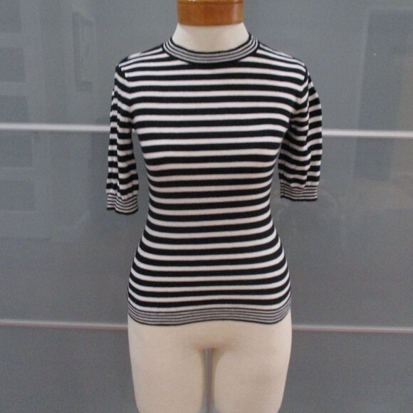 Frame Short Sleeve Striped Knit Top - Picture 2 of 7